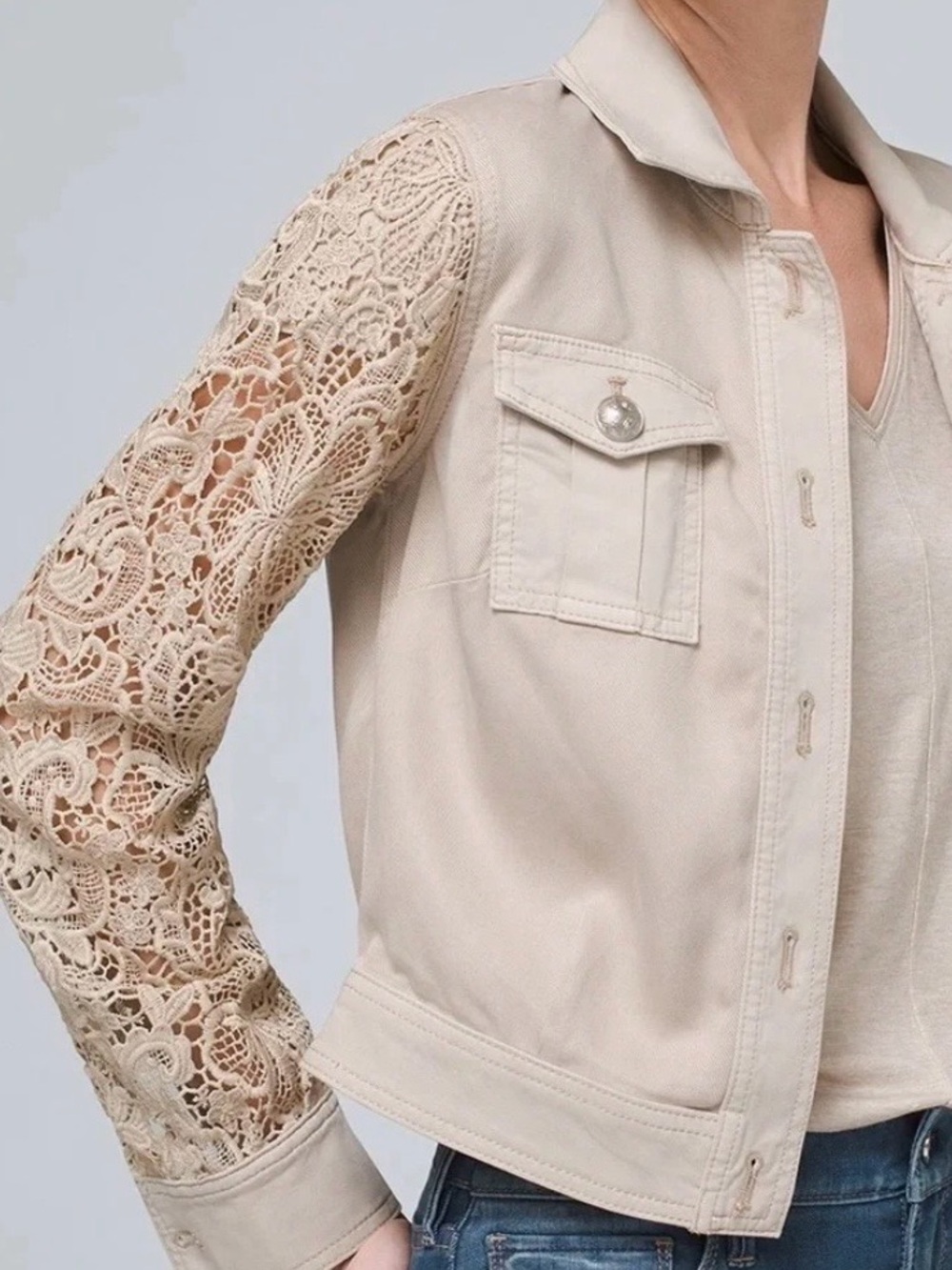 White House black market lace sleeves utility jacket